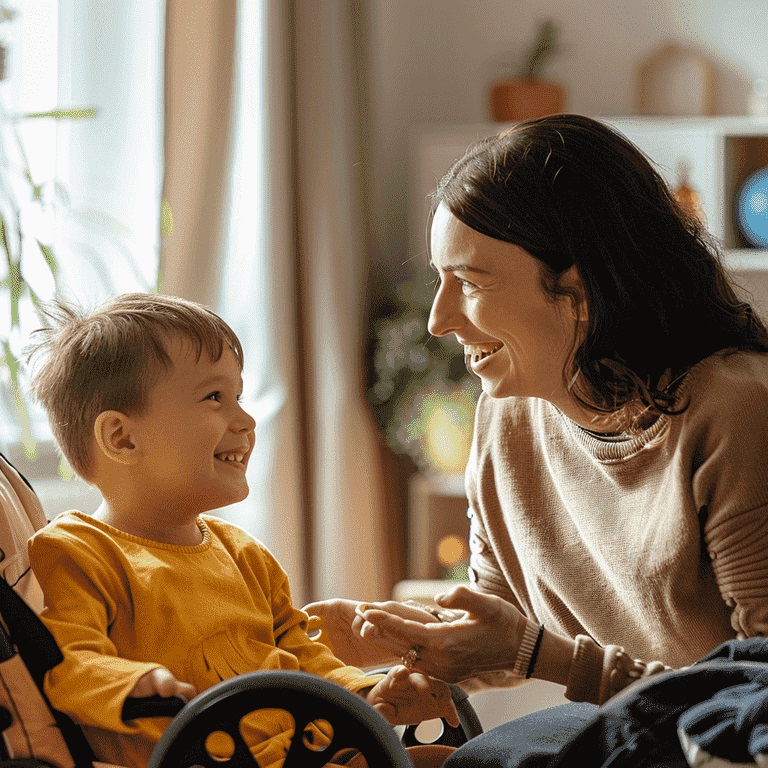 Caregiver and child with autism enjoying quality time together